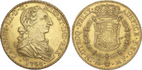 Spanish Monarchy
Charles III
8 Escudos. 1768. MÉXICO. M.F. 26,98 grs. Cara de Rata. (Leves golpecitos). MUY RARA. AC-1994, XC-754. EBC-.