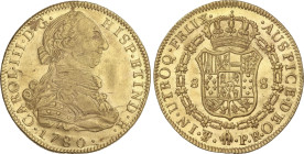 Spanish Monarchy
Charles III
8 Escudos. 1780. POTOSÍ. P.R. 26,93 grs. (Leves rayitas en el campo de anverso e ínfimas hojitas). Pleno brillo origina...