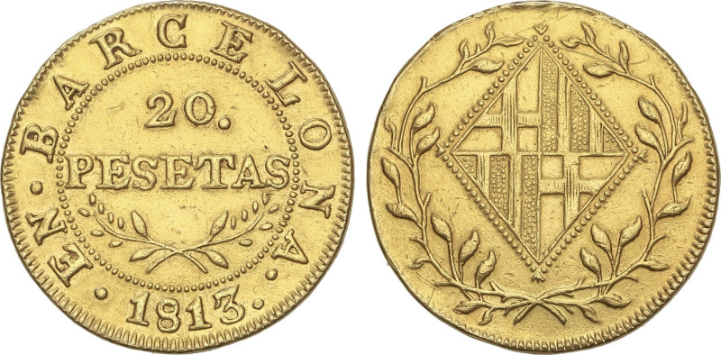 Spanish Monarchy
Napoleonic Occupation of Catalonia
20 Pesetas. 1813. BARCELON...