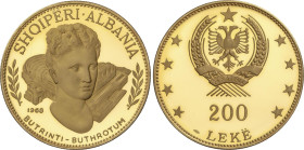 World Coins
Albania
200 Leke. 1968. 39,79 grs. AU. Ruinas Buthrotum. Tirada: 2.170 piezas. ESCASA. Fr-19, KM-55.1. PROOF.