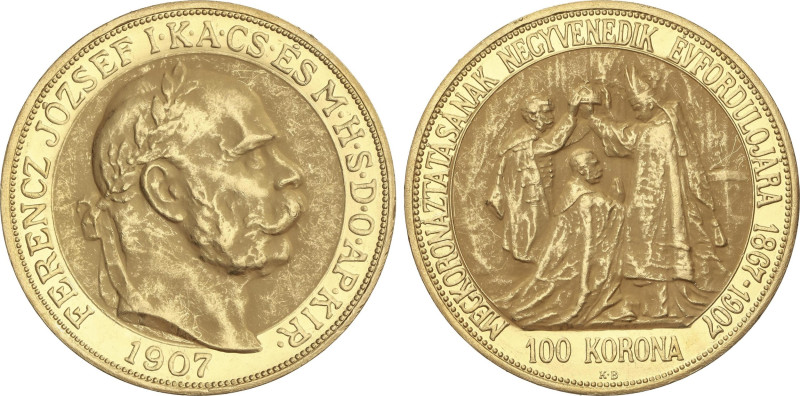 World Coins
Austria
100 Korona. 1907-kB. FRANZ JOSEPH I. KREMNITZ. 33,85 grs. ...