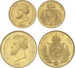 World Coins
Brazil
Lote 2 monedas 10.000 y 20.000 Reis. 1856 y 1878. PEDRO II. RIO DE JANEIRO. 8,87 y 17,83 grs. AU. (Pequeños golpecitos). Fr-121a,...