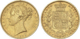 World Coins
Great Britain
Sovereign. 1858. VICTORIA. 7,93 grs. AU. (Rayitas en anverso). Fr-387e, KM-736, 1. MBC/MBC+.