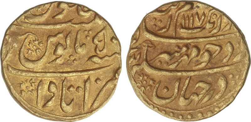 World Coins
India
Mohur. 1117H/RY 50. IMPERIO MOGHUL. AURANGZEB ALAMGIR. ITAWA...