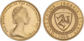 World Coins
Isle of Man
Sovereign. 1965. ELIZABETH II. 7,98 grs. AU. Trisquel en escudo. Tirada: 2.000 piezas. Fr-2, KM-16. FDC.