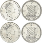 World Coins
Isle of Man
Lote 2 monedas 1 Noble. 1985 y 1987. ELIZABETH II. 31,16 y 31,11 grs. Platino. Barco Vikingo. (Leves marquitas). Fr-B3, KM-1...