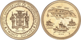 World Coins
Jamaica
20 Dollars. 1972. ELIZABETH II. 15,78 grs. AU (500). 10 Aniversario Independencia. (Pequeños golpecitos). Fr-6, KM-61. SC.