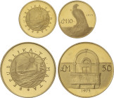 World Coins
Malta
Lote 10 y 50 Pounds. 1975. 2.98 y 15,05 grs. AU. Fr-58, 60, KM-35, 39. Tiradas: 6.448 y 5.500 piezas respectivamente. FDC.