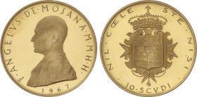 World Coins
Order of Malta
10 Scudi. 1967. 8,06 grs. AU. Angelus de Mojana. Tirada: 1.000 piezas. ESCASA. Fr-9, KM-X22. PROOF.