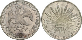 World Coins
Mexico
8 Reales. 1884-Go. GUANAJUATO. B.R. 27,07 grs. AR. Ligera pátina y brillo original. KM-377.8. EBC.