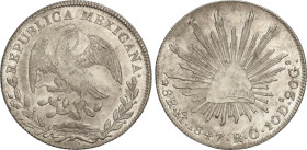 World Coins
Mexico
8 Reales. 1847-Mo. CIUDAD DE MÉXICO. R.G. 26,92 grs. AR. Restos de brillo. KM-377.10. EBC-.