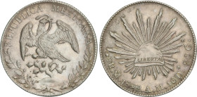 World Coins
Mexico
8 Reales. 1892-Mo. CIUDAD DE MÉXICO. A.M. 26,95 grs. AR. Ligera pátina y restos de brillo. KM-377.10. EBC-/EBC.