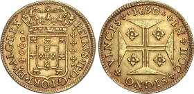 World Coins
Portugal
4.000 Reis. 1690. PEDRO II. LISBOA. 10,74 grs. (Leves rayitas). Bonita ligera pátina anaranjada. RARA. Fr-76, KM-156. EBC-.