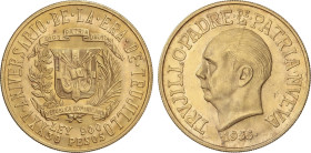 World Coins
Dominican Republic
30 Pesos. 1955. 29,61 grs. AU. 25º Aniversario del régimen de Trujillo. (Leves rayitas y golpecitos). Brillo original...