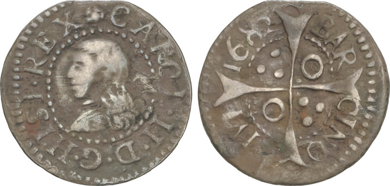 Spanish Monarchy
Charles II
Croat. 1682. BARCELONA. 2,4 grs. Pátina. AC-209. M...