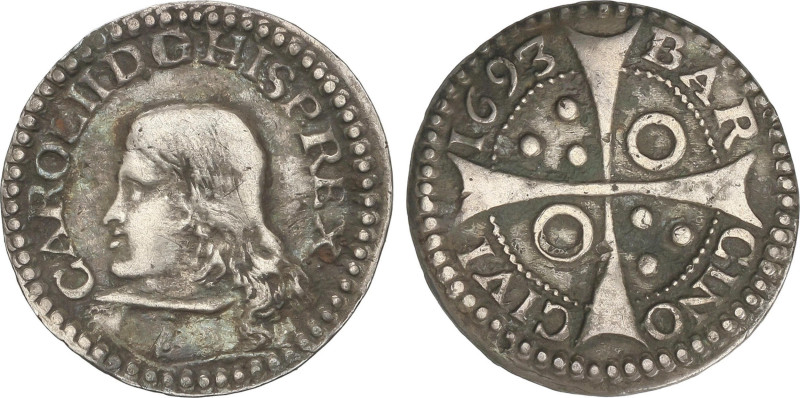 Spanish Monarchy
Charles II
Croat. 1693. BARCELONA. 2,57 grs. AC-211. MBC+.
