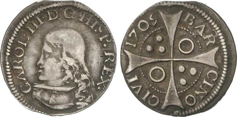 Spanish Monarchy
Charles III, Pretender
Croat. 1705/6. BARCELONA. 1,88 grs. AC...