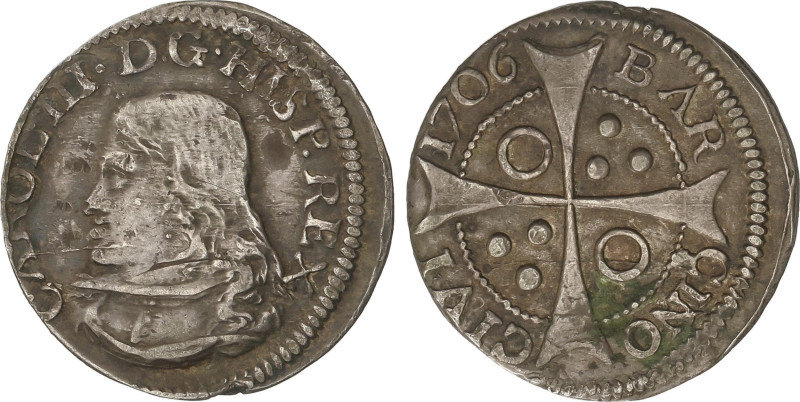 Spanish Monarchy
Charles III, Pretender
Croat. 1706. BARCELONA. 2,55 grs. Roel...