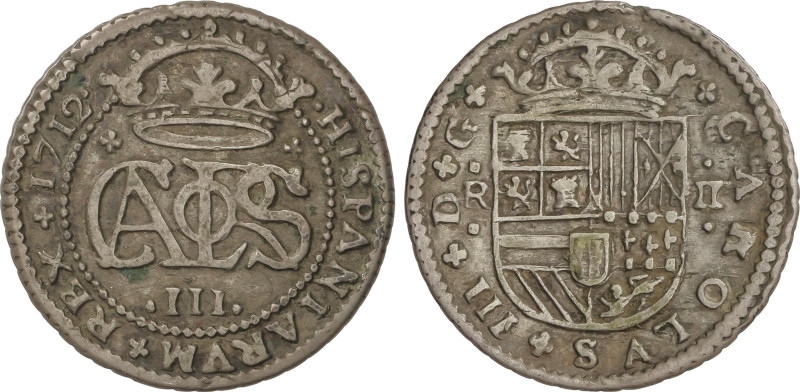 Spanish Monarchy
Charles III, Pretender
2 Reales. 1712. BARCELONA. 5,36 grs. P...