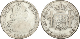 Spanish Monarchy
Charles IV
2 Reales. 1793. LIMA. I.J. 6,49 grs. Segundo busto propio. ESCASA. AC-575. BC+.