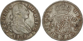 Spanish Monarchy
Charles IV
2 Reales. 1808. SEVILLA. C.N. 5,77 grs. (Manchitas). AC-728. MBC/MBC+.