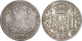 Spanish Monarchy
Charles IV
8 Reales. 1789. MÉXICO. F.M. 26,77 grs. Resellos chinos. ESCASA. AC-950. MBC+.