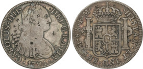 Spanish Monarchy
Charles IV
8 Reales. 1791. MÉXICO. F.M. 26,54 grs. Resellos chinos. Pátina. AC-953. MBC.