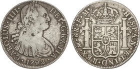 Spanish Monarchy
Charles IV
8 Reales. 1792. MÉXICO. F.M. 26,59 grs. Resellos chinos. Pátina. AC-954. MBC.