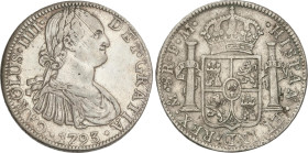 Spanish Monarchy
Charles IV
8 Reales. 1793. MÉXICO. F.M. 26,85 grs. (Rayitas de limpieza). AC-955. MBC+.