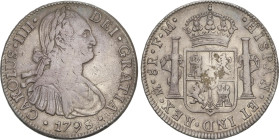 Spanish Monarchy
Charles IV
8 Reales. 1798. MÉXICO. F.M. 26,74 grs. Pátina. AC-961. MBC/MBC+.