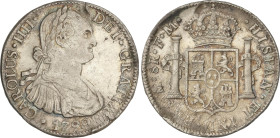 Spanish Monarchy
Charles IV
8 Reales. 1799. MÉXICO. F.M. 26,91 grs. (Oxidaciones limpiadas). AC-963. MBC+.