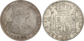 Spanish Monarchy
Charles IV
8 Reales. 1804. MÉXICO. T.H. 26,38 grs. Resellos. (Golpecitos). Pátina. AC-980. MBC.