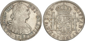 Spanish Monarchy
Charles IV
8 Reales. 1805. MÉXICO. T.H. 26,93 grs. Pátina. AC-983. MBC+.