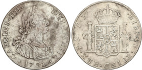 Spanish Monarchy
Charles IV
8 Reales. 1791. POTOSÍ. P.R. 26,72 grs. (Golpecitos y rayitas). AC-991. MBC-.