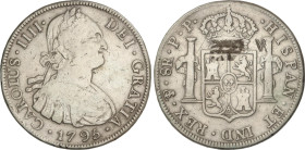 Spanish Monarchy
Charles IV
8 Reales. 1795. POTOSÍ. P.P. 26,53 grs. (Rayitas). AC-998. MBC-.