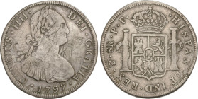 Spanish Monarchy
Charles IV
8 Reales. 1797. POTOSÍ. P.P. 26,32 grs. (Rayas en anverso). AC-1001. MBC-.