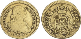 Spanish Monarchy
Charles IV
1 Escudo. 1794. POPAYÁN. J.F. 3,25 grs. AC-1151. MBC/BC+.