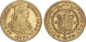 Spanish Monarchy
Charles IV
2 Escudos. 1791. MADRID. F.M. 6,7 grs. ESCASA. AC-1277 var posición ensayadores; Cal-356. MBC/MBC+.