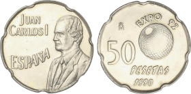 Peseta Period
Juan Carlos I
50 Pesetas. 1990. ERROR DEL PANTÓGRAFO. Busto del rey y globo terráqueo más grandes. (Ínfimas rayitas de limpieza). HG-4...