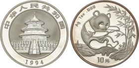 World Coins
China
10 Yuan. 1994. 31,1 grs. AR. Panda sentado comiendo. KM-A623. FDC.