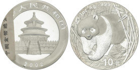 World Coins
China
10 Yuan. 2002. 31,1 grs. AR. Panda caminando entre bambú. En sobrecito original (Shenzen Mint). KM-1365. PROOF.