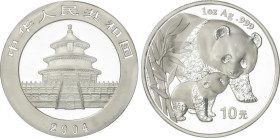 World Coins
China
10 Yuan. 2004. 31,1 grs. AR. Panda acariciando su cachorro. En sobrecito original (Shenzen Mint). KM-1528. PROOF.