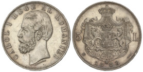 World Coins
Romania
5 Lei. 1883. 24,88 grs. AR. (Rayitas). Pátina. KM-17.1. MBC+.