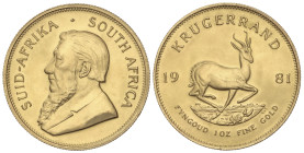 World Coins
South Africa
Krugerrand. 1981. 33,94 grs. AU (917). Fr-B1; KM-73. SC-.