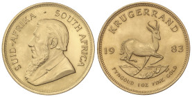 World Coins
South Africa
Krugerrand. 1983. 33,89 grs. AU (917). Fr-B1; KM-73. SC.