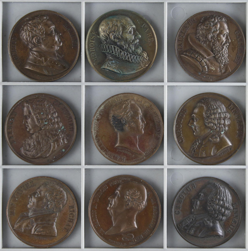 World Medals
Lote 9 medallas Médicos ilustres franceses y personajes. 1818 a 18...