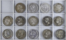 Lots and Collections
Peseta Period Lots
Lote 14 monedas 5 Pesetas. 1871 a 1898. AMADEO I a ALFONSO XIII. 1871 (4), 1878, 1882, 1888 (3), 1891 (2), 1...