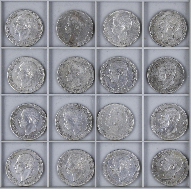 Lots and Collections
Peseta Period Lots
Lote 19 monedas 5 Pesetas. 1885 (11) y...