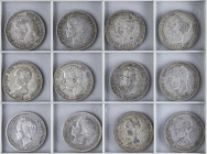 Lots and Collections
Peseta Period Lots
Lote 32 monedas 5 Pesetas. 1871 a 1898. AMADEO I, ALFONSO XII y ALFONSO XIII. Muchas estrellas visibles. A E...