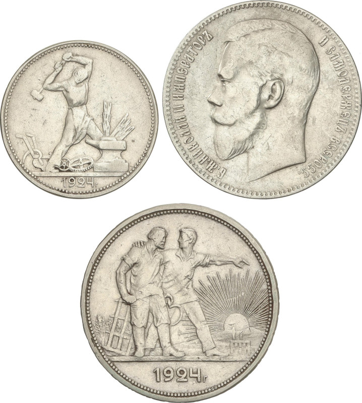 Mixed Lots and Collectios
Lote 3 monedas 50 Kopeks, 1 Rouble (2). 1898, 1924 (2...